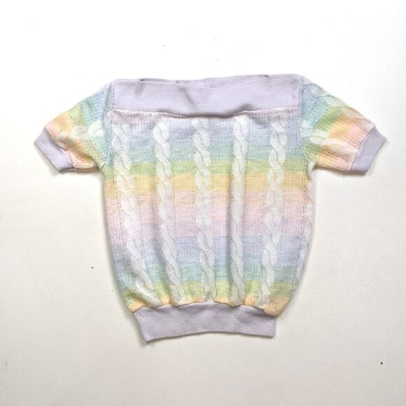 Vintage Randy Shirt Girls Size 3T Rainbow Pastel Slub Short Sleeve - Picture 1 of 5